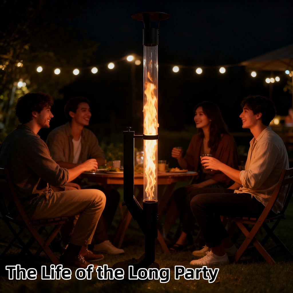 LIFERECORD Wood Pellet Patio Heater, Portable Fire Pit - Stainless Steel Outdoor Rocket Stove with Anti-Tip Steel Base with Adjustable Feet for Backyard & Patio