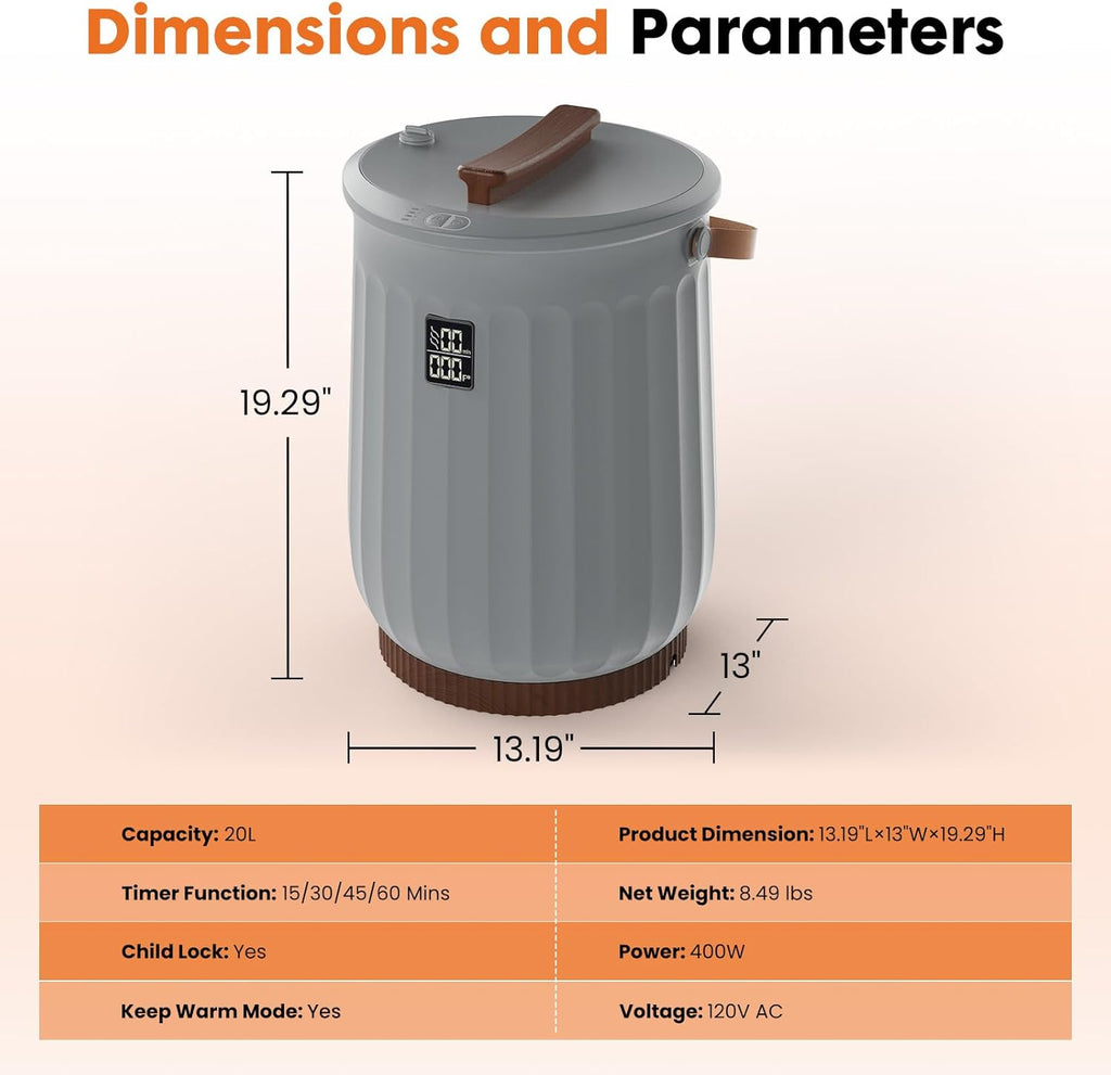 LIFERECORD 20L Towel Warmer, Luxury Blanket & Bathrobes Warmer Rapid Heating with Timer, Auto Shut-Off, Safety Lock, Perfect Spa Gift for Home & Bathroom, Grey