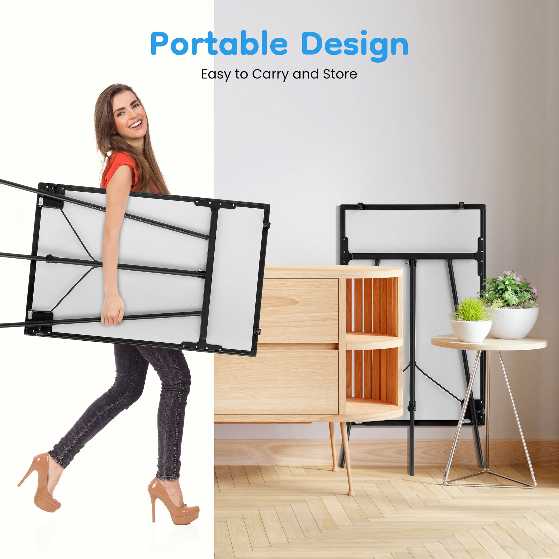 ROSVOVO 40x28 Inch Magnetic Whiteboard Easel with Tripod Stand - Height Adjustable Portable Dry Erase Board Kit for Classroom, Office & Home, Black