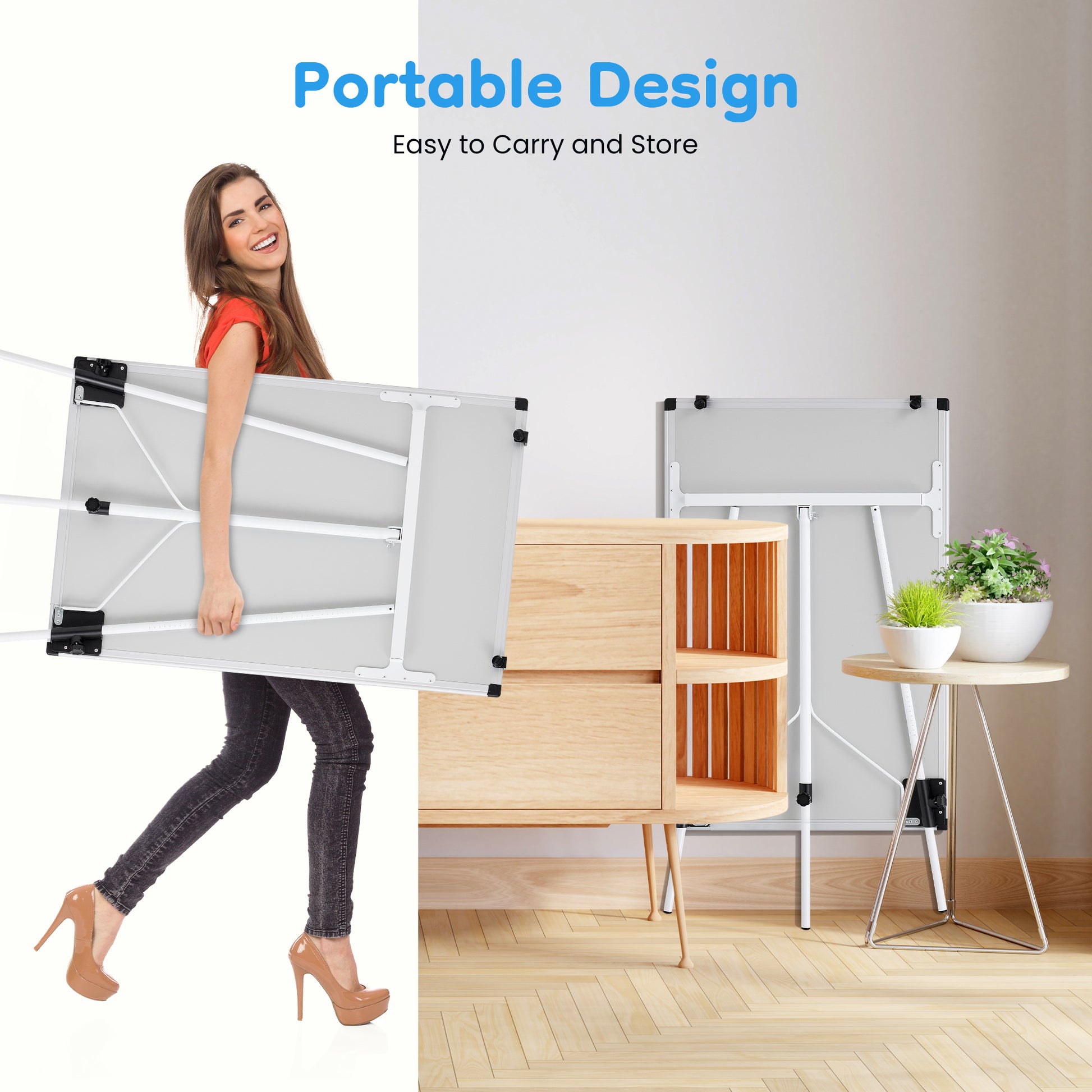 ROSVOVO 36x24 Inch Magnetic Whiteboard Easel with Tripod Stand - Height Adjustable Portable Dry Erase Board Kit for Classroom, Office & Home, White