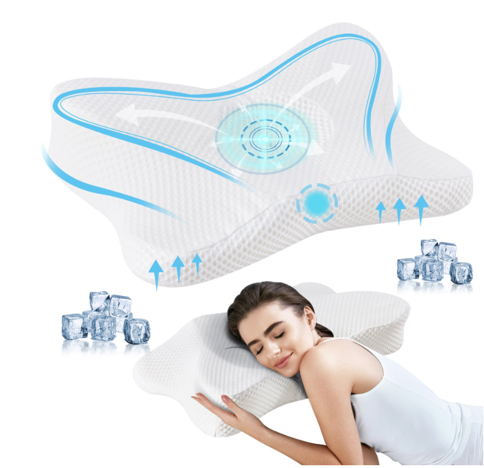 LIFERECORD Cervical Neck Pillow for Pain Relief, Ergonomic Memory Foam Pillow with Cooling Cover, Dual Height Orthopedic Contour Pillow for Side, Back, Stomach Sleepers
