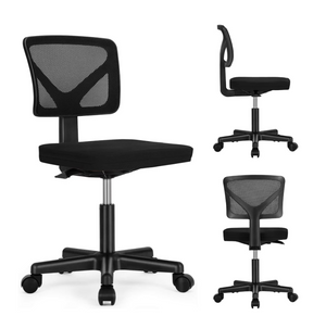 LIFERECORD Ergonomic Armless Office Chair, Swivel Rolling Mesh Desk Chair with Lumbar Support, Adjustable Height Low-Back Computer Chair for Small Spaces, Home, Bedroom, Office