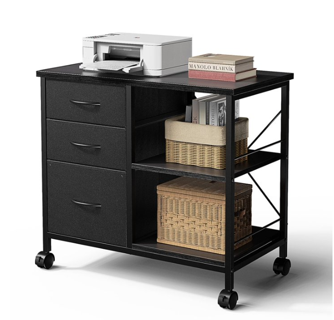 LIFERECORD 3 Fabric Drawer Mobile File Cabinet, Rolling Printer Stand with Storage Shelf, Locking Casters, for Home Office, Holds Letter/A4 Size