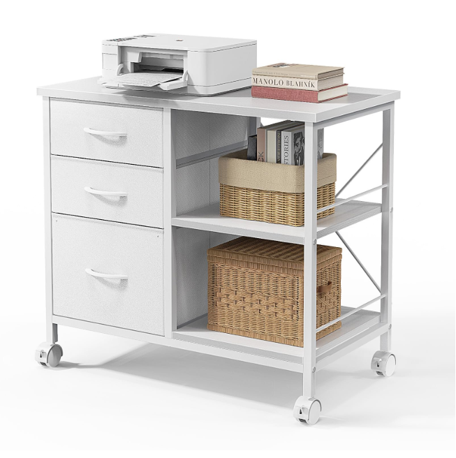 LIFERECORD 3 Fabric Drawer Mobile File Cabinet, Rolling Printer Stand with Storage Shelf, Locking Casters, for Home Office, Holds Letter/A4 Size