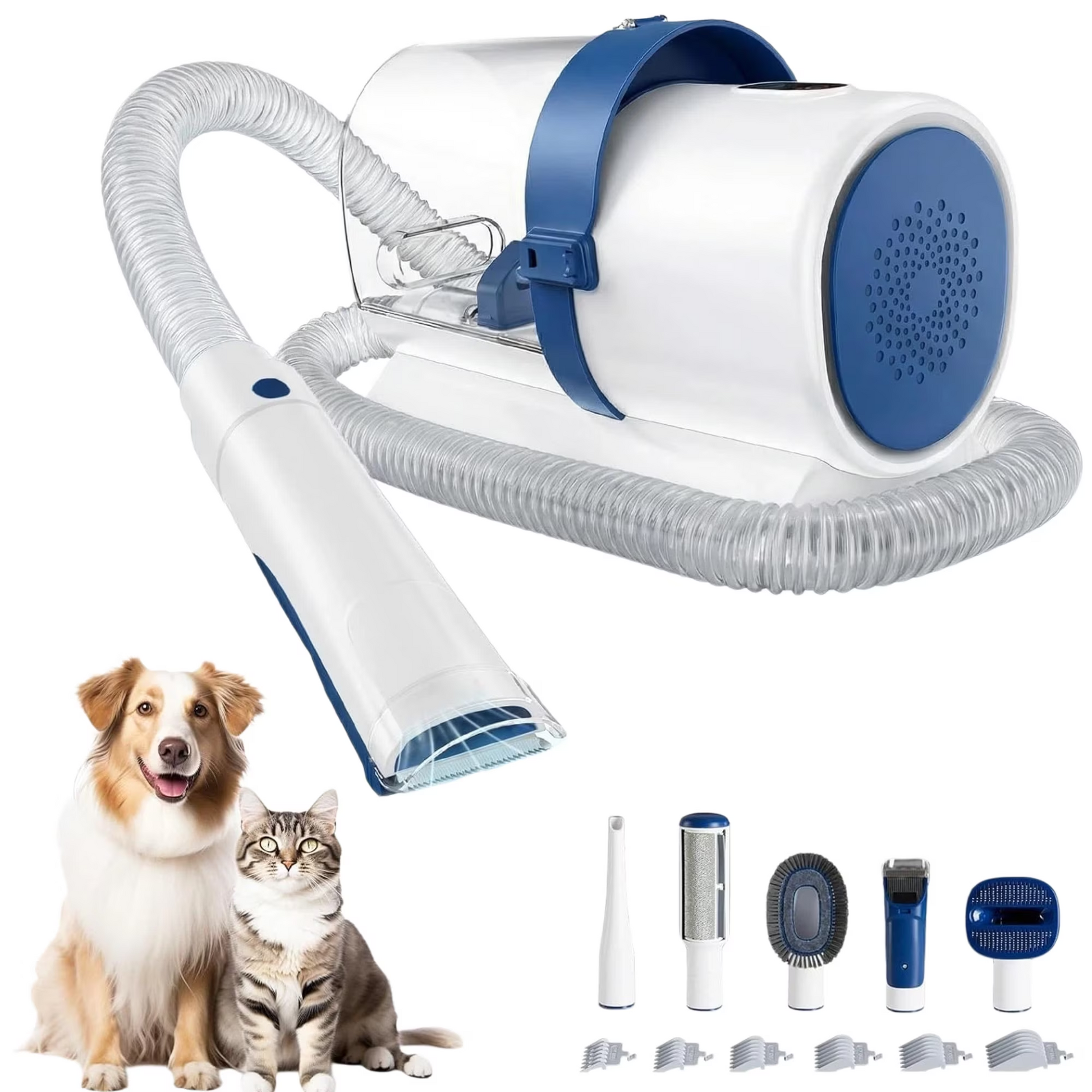 LIFERECORD 5-in-1 Dog Grooming Vacuum Kit, 2.5L Dust Cup, 3 Suction Modes, 5 Groomer Tools, Cordless Low Noise Dog Clippers for Cats & Pets