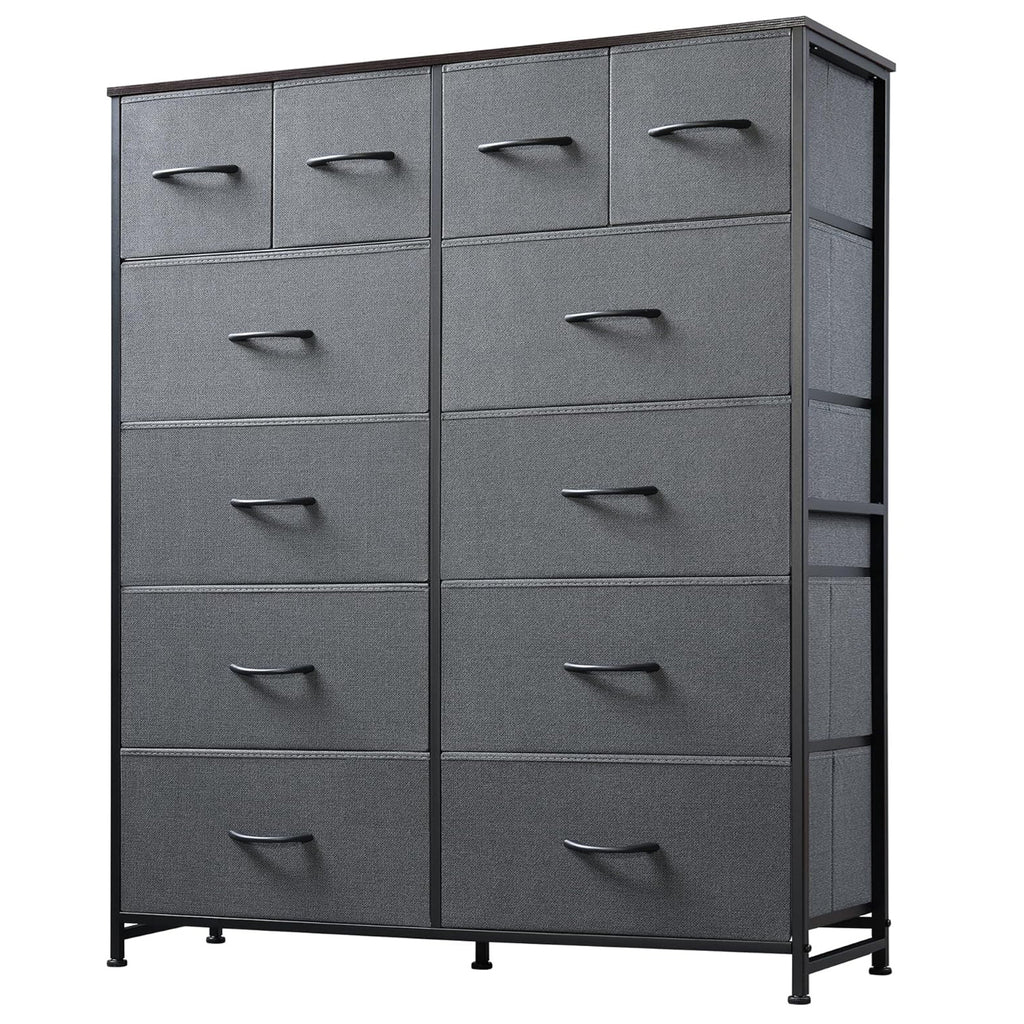 ACCVER Dresser for Bedroom 12 Storage drawer, Fabric Closet Chests Organizer Tower with Wooden Top Metal Frame for Living Room Hallway Entryway