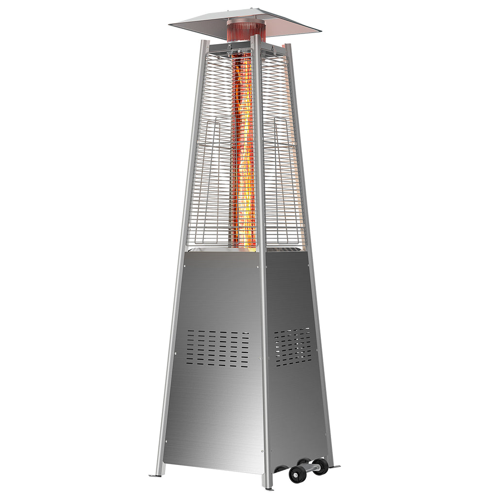 LIFERECORD Pyramid Patio Heater with Wheels 48,000 BTU - Push-Button Ignition Outdoor Propane Heater for Deck, Backyard & Garden