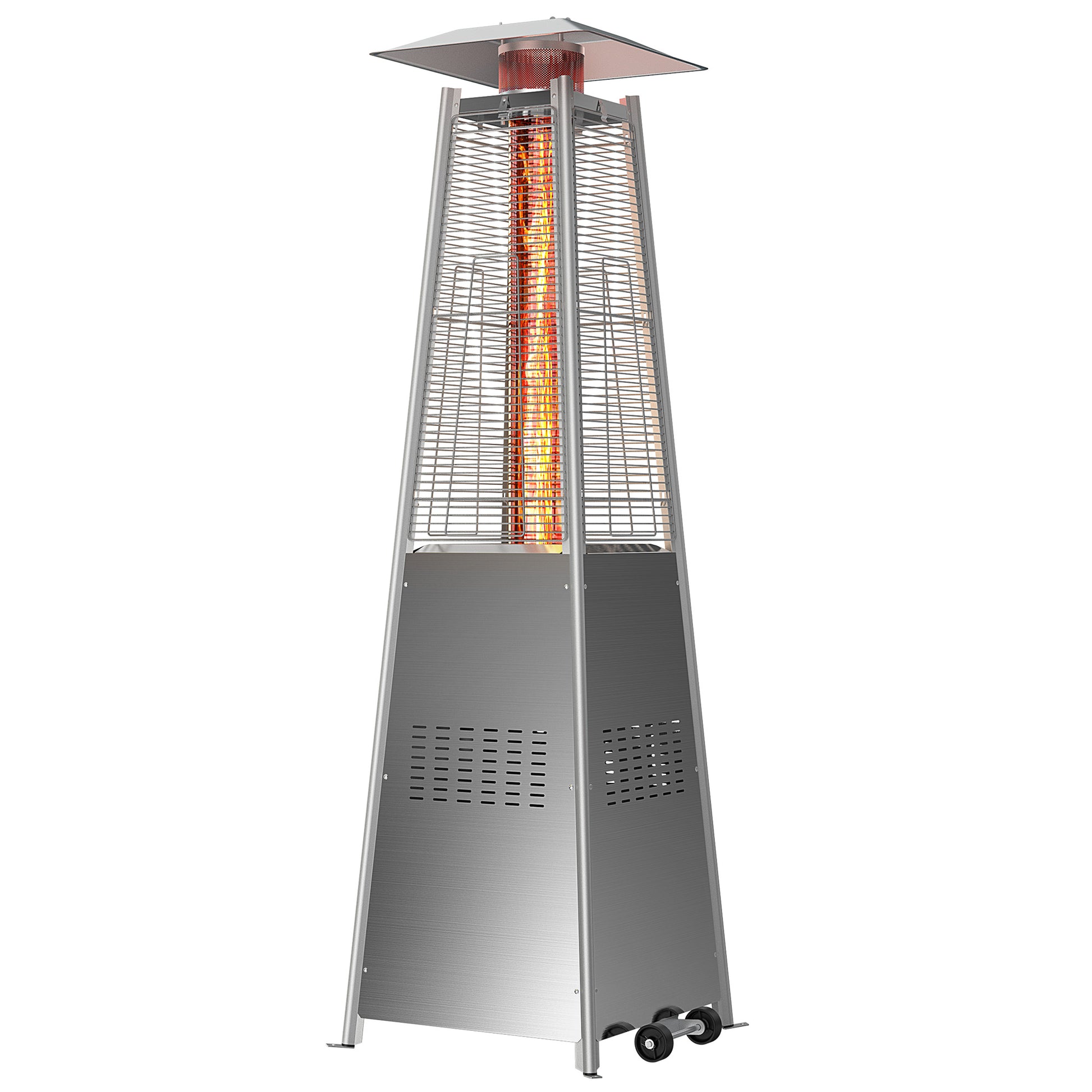 LIFERECORD Pyramid Patio Heater with Wheels 48,000 BTU - Push-Button Ignition Outdoor Propane Heater for Deck, Backyard & Garden