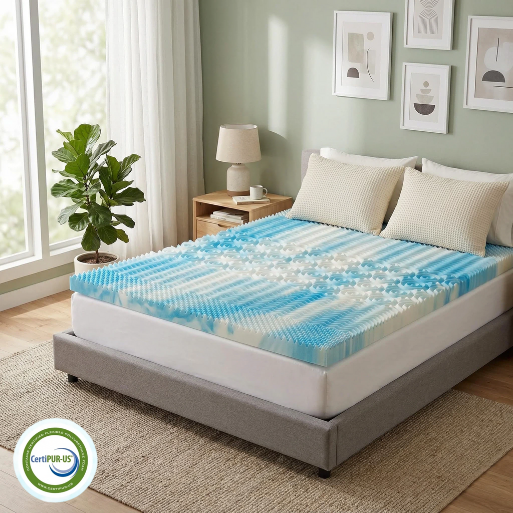 LIFERECORD King Mattress Topper 2", Cooling Gel Memory Foam Pad with 5-Zone Pressure Relief, Dual-Sided Firm & Soft Bed Topper for Back Pain
