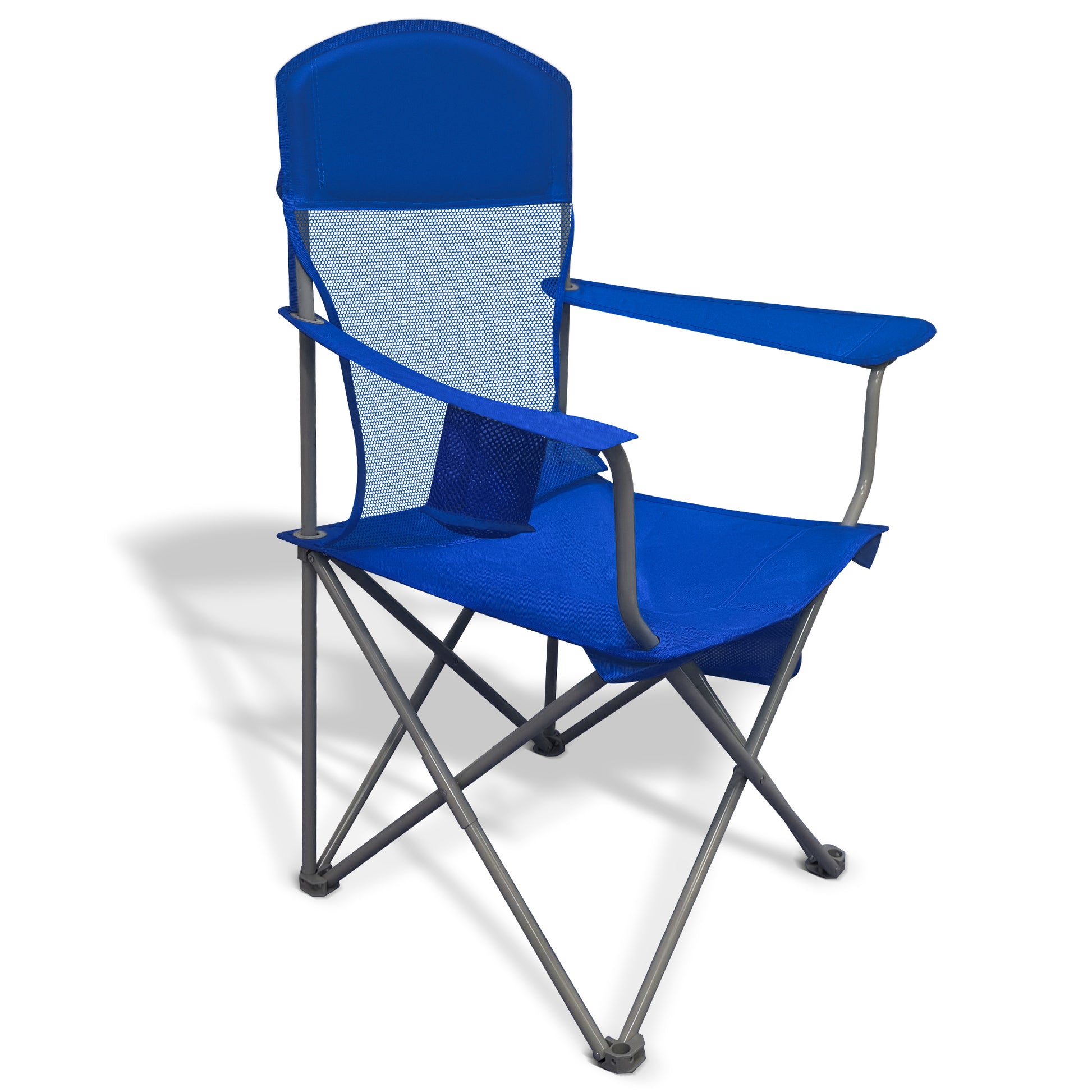 LIFERECORD Portable Camping Chair with Cup Holder & Side Pocket, Lightweight Folding Outdoor Chair for Beach, Fishing, Picnic, Heavy Duty 300LBS Capacity, Blue