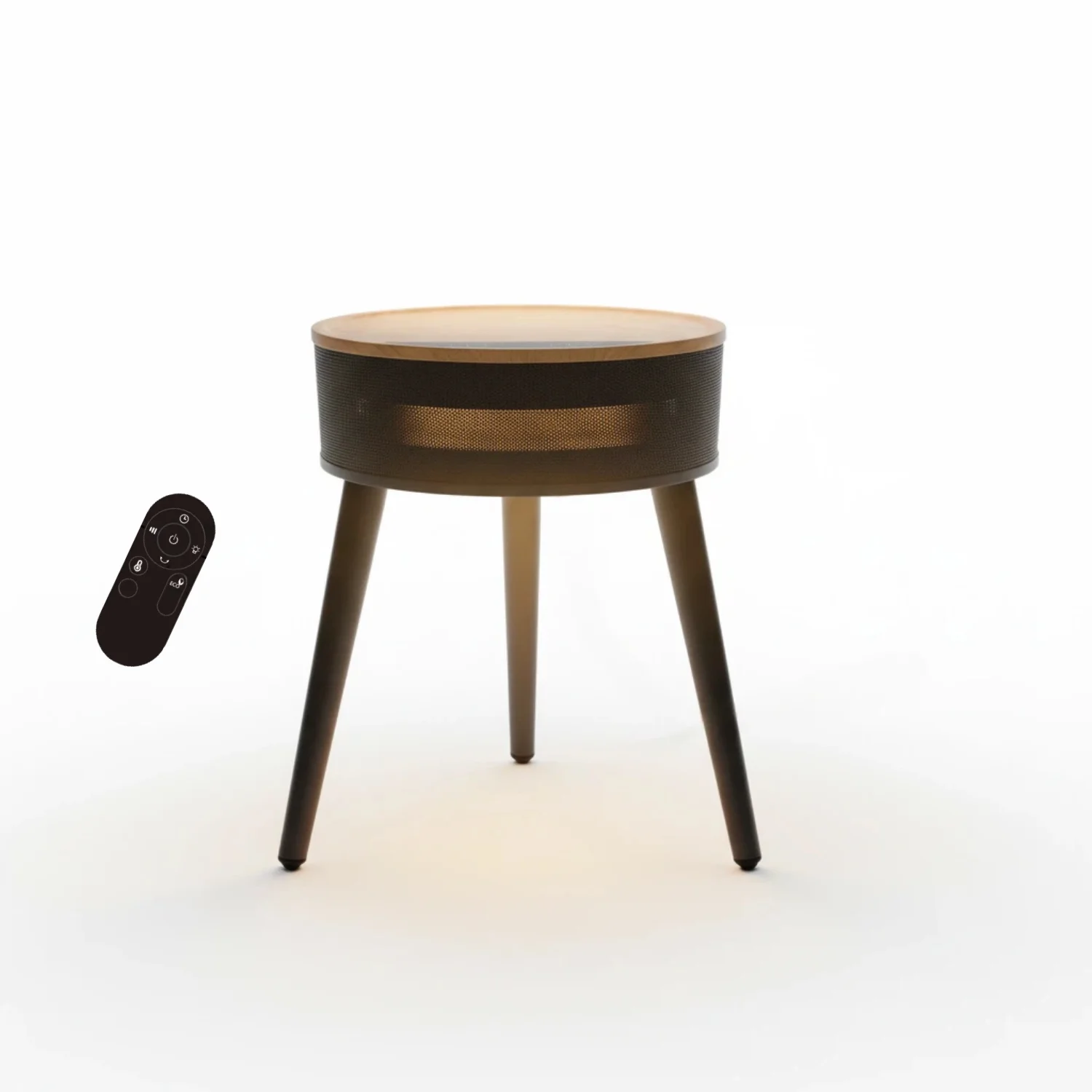 LIFERECORD Space Heater with Side Table, Ceramic 2-in-1 Indoor Heater with Remote, 1500W, Overheat & Tip-Over Protection, 1-12H Timer, LED Light for Home Office Bedroom Use, 23.6 Inch