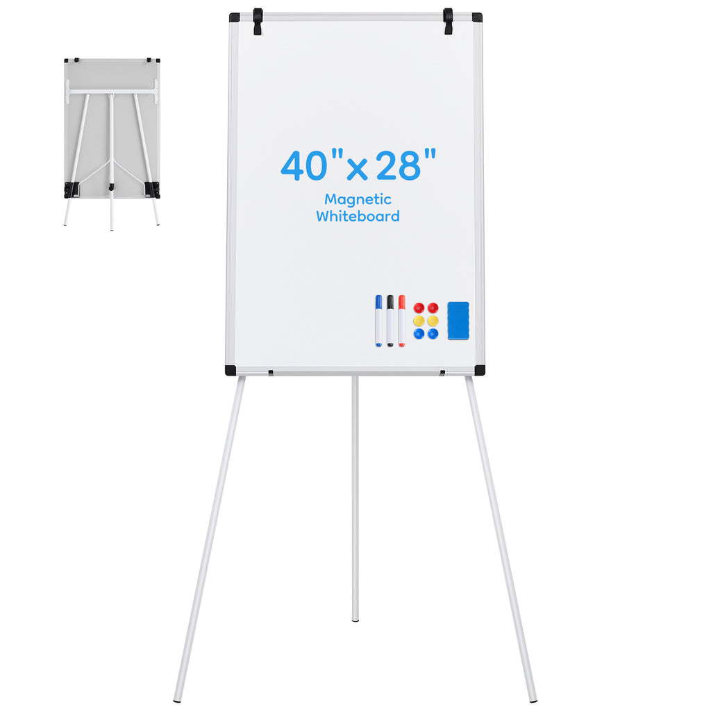 ROSVOVO 40x28 Inch Magnetic Whiteboard Easel with Tripod Stand - Height Adjustable Portable Dry Erase Board Kit for Classroom, Office & Home, White