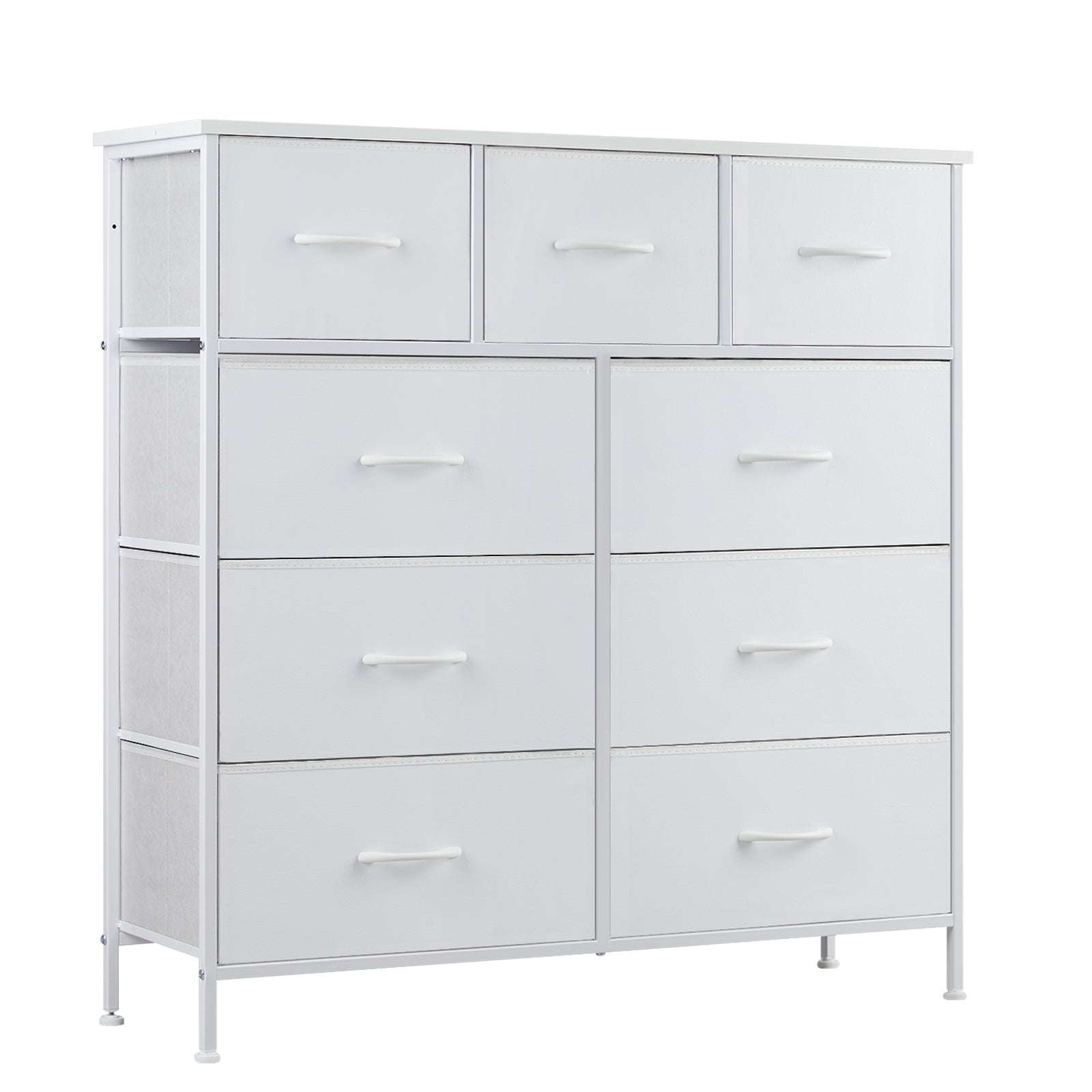 ACCVER 9-Drawer Fabric Dresser with Wood Top & Metal Frame, Closet and Chest for Bedroom, Clothes Storage Organizer, for Living Room, Apartment,White