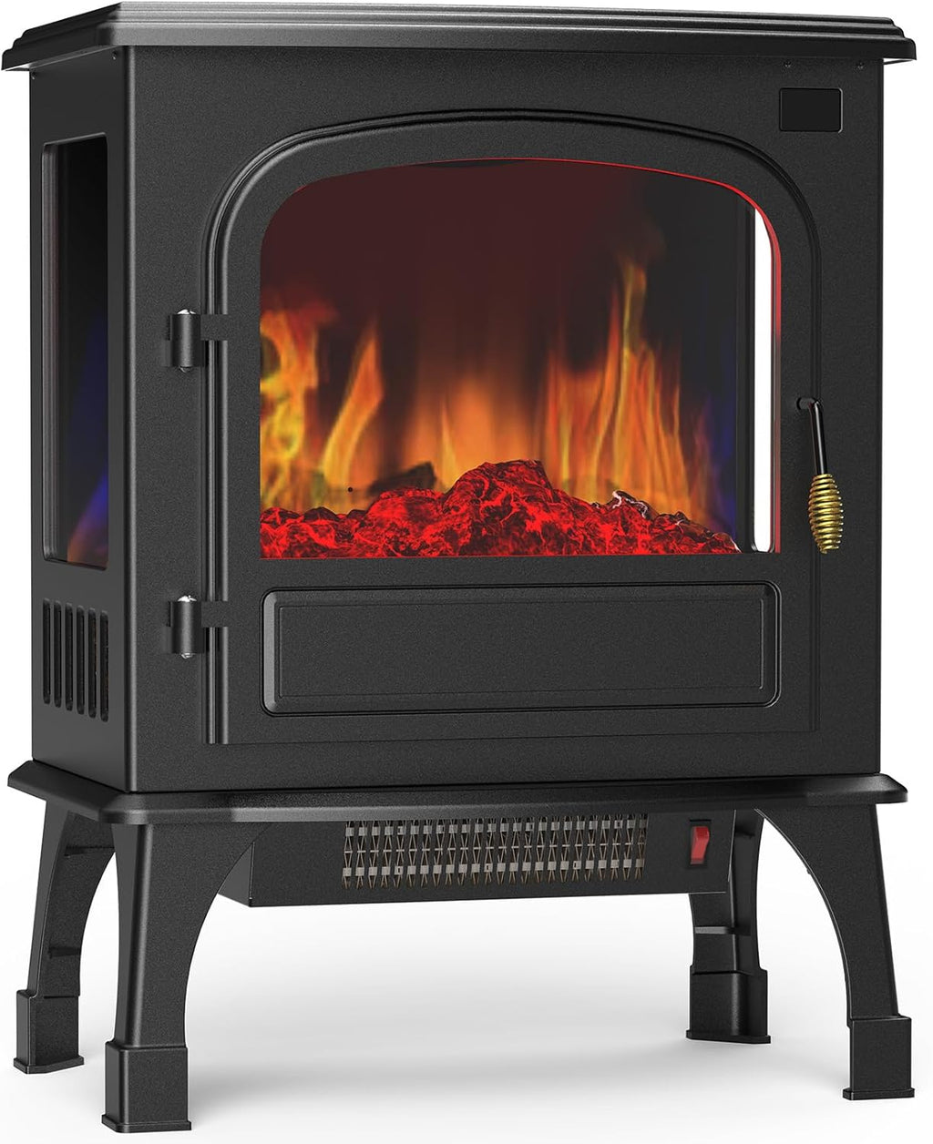 LIFERECORD 26" Freestanding Electric Fireplace with 3D Flame Effect - Remote Control, 12H Timer, 1500W Heater, Single Door, Overheat Protection for Living Room & Bedroom