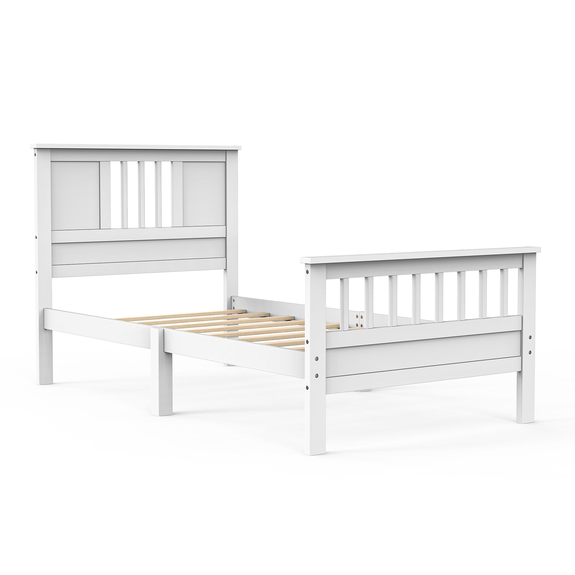 LIFERECORD Twin Size Metal Platform Bed Frame with Headboard & Footboard - 350LB Support, No Box Spring Needed, White