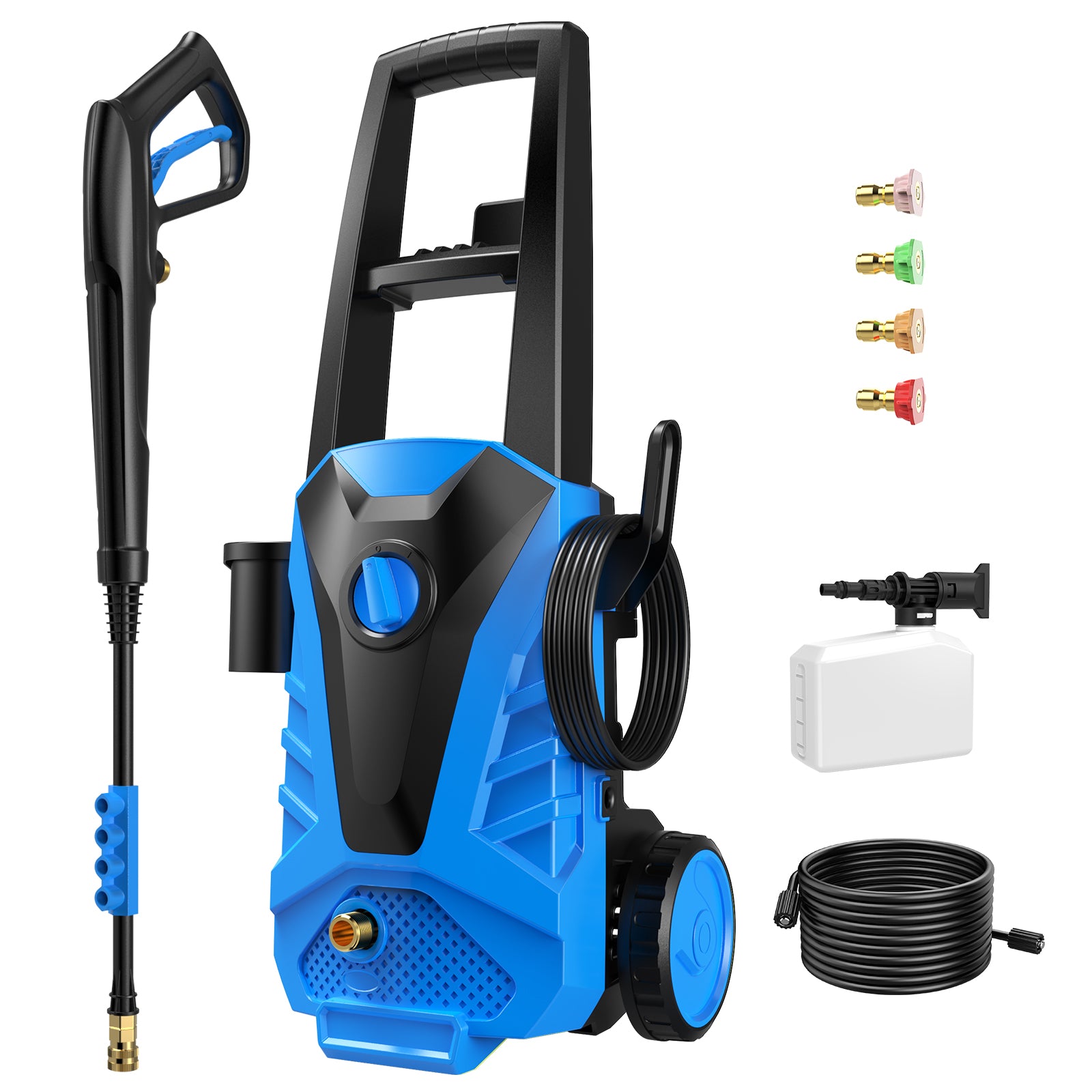 LIFERECORD Electric Pressure Washer, 2100 Max PSI 2.0 Max GPM with Foam Cannon, 5 Quick Connect Nozzles, for Cars/Fences/Driveways/Home/Patios, Blue