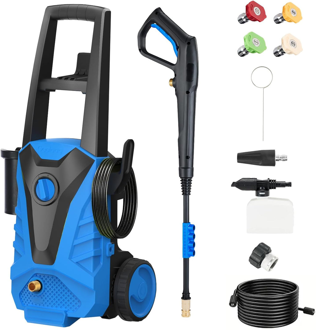 ROSVOVO 2100 PSI Electric Pressure Washer with Foam Cannon - 2.0 GPM High Pressure Cleaner with 5 Nozzles for Driveway, Car & Patio Cleaning, Blue