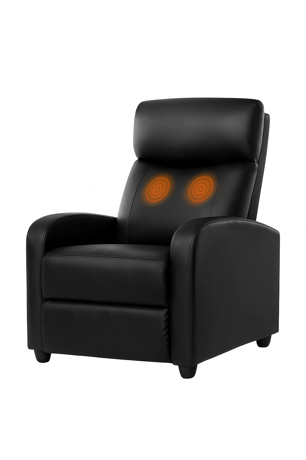 LIFERECORD Massage Recliner Chair Home Theater Seating with Lumbar Support, Heating and Padded Backrest for Living Room, Bedroom (Leather, Black)