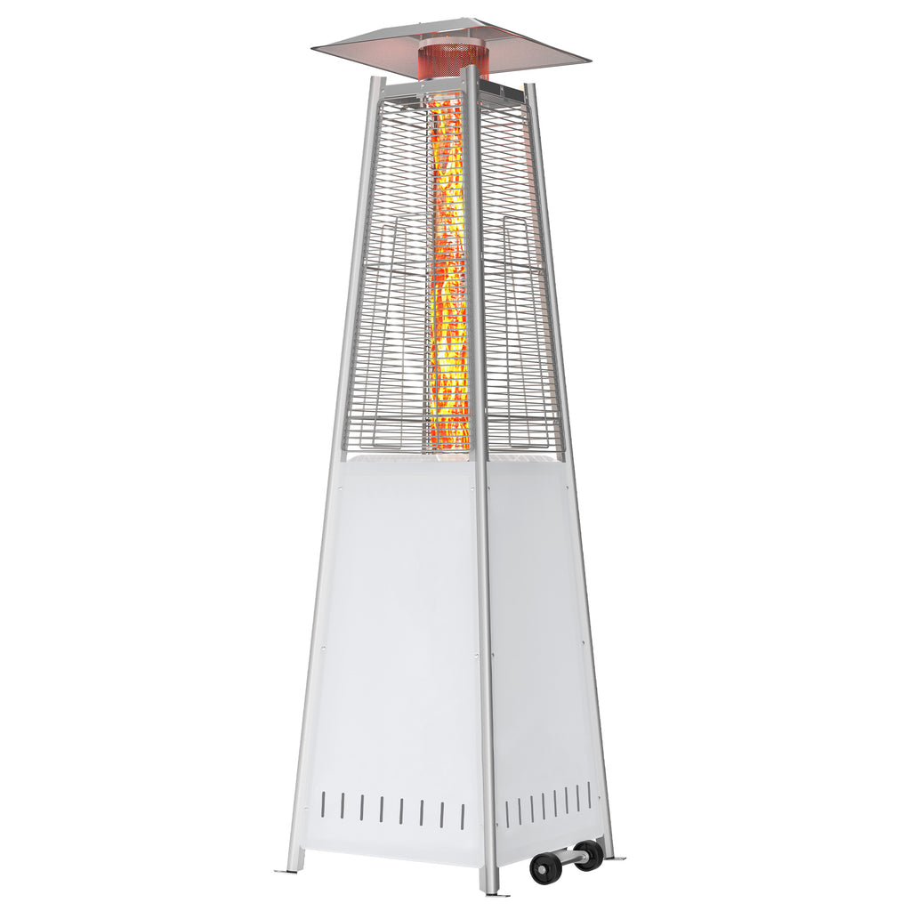 LIFERECORD LED Pyramid Patio Heater with Wheels 48,000 BTU - Push-Button Ignition Outdoor Propane Heater for Deck, Backyard & Garden
