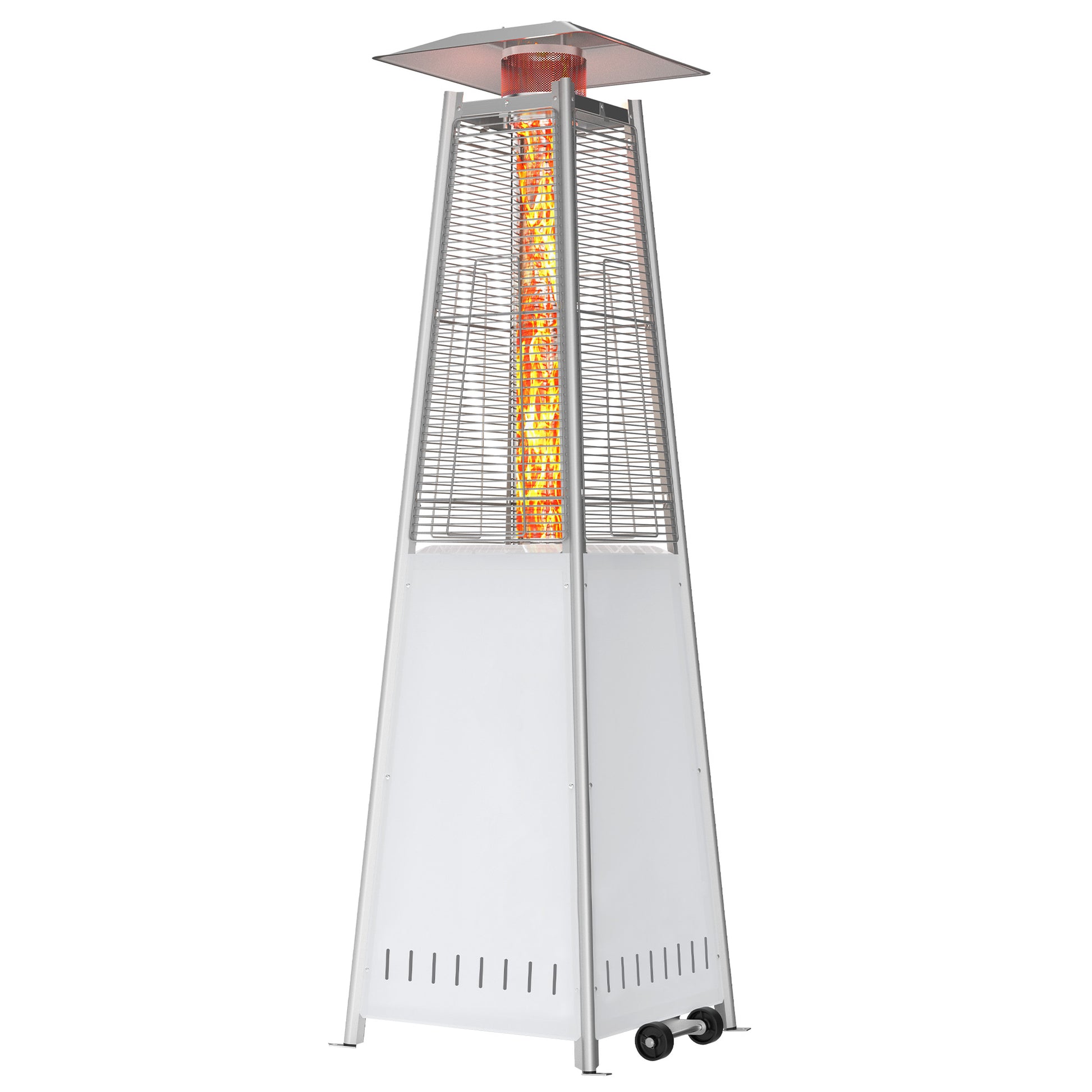 LIFERECORD LED Pyramid Patio Heater with Wheels 48,000 BTU - Push-Button Ignition Outdoor Propane Heater for Deck, Backyard & Garden