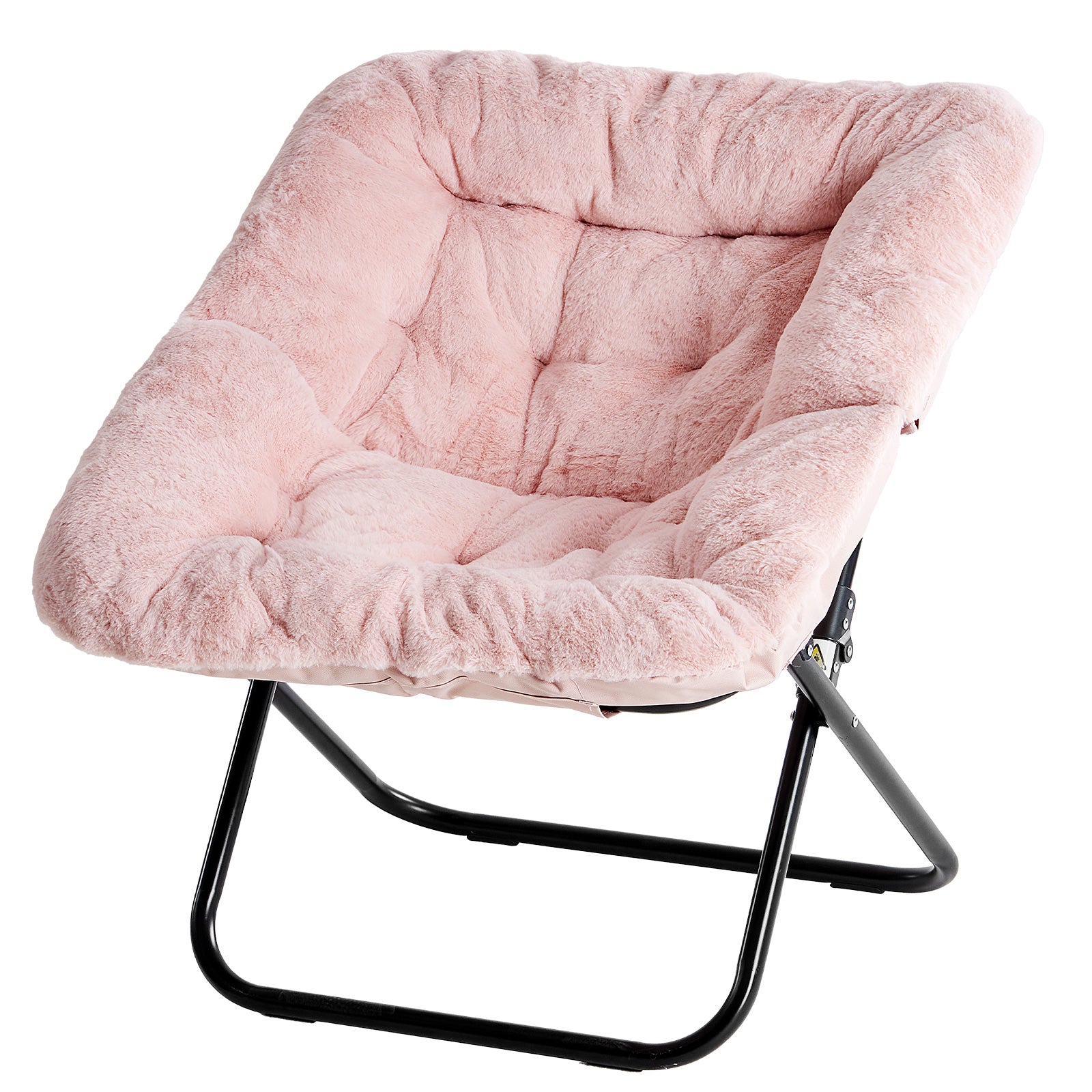 LIFERECORD Oversized Faux Fur Folding Chair - Plush Lounge Chair for Adults, Large Foldable Reading Chair for Bedroom, Dorm & Living Room, Pink