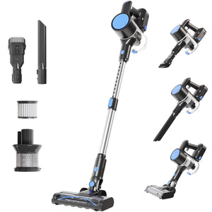 LIFERECORD Cordless Vacuum Cleaner, 180°Flexible Stick Vacuum for Pet Hair with Anti-Tangle Brush, 3 Suction Modes, LED Light for Hardwood Floors, Carpet, Furniture