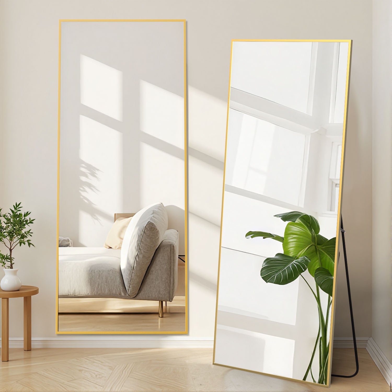 ACCVER  26"x71" Full Length Mirror - Classic Standing Mirror, Durable Aluminum Frame & Tempered Glass, Lean-to or Wall Mount for Bedroom/Dressing Room/Living Room, Rectangle, Gold