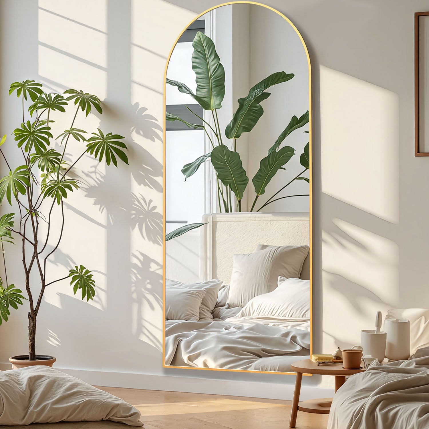 ACCVER 16"x60" Full Length Mirror - Classic Standing Mirror, Durable Aluminum Frame & Tempered Glass, Lean-to or Wall Mount for Bedroom/Dressing Room/Living Room, Arhced, Gold
