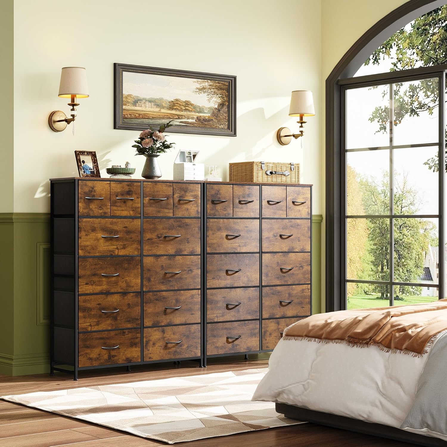 ACCVER Dresser for Bedroom 12 Storage drawer, Fabric Closet Chests Organizer Tower with Wooden Top Metal Frame for Living Room Hallway Entryway