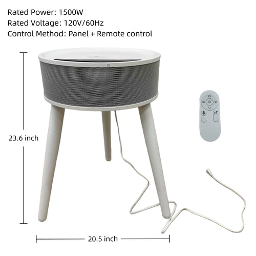 LIFERECORD Space Heater with Side Table, Ceramic 2-in-1 Indoor Heater with Remote, 1500W, Overheat & Tip-Over Protection, 1-12H Timer, LED Light for Home Office Bedroom Use, 23.6 Inch