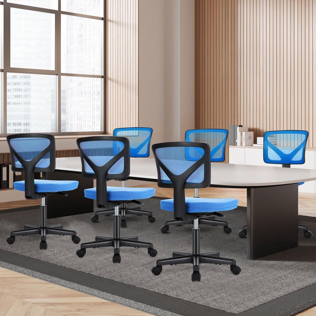 LIFERECORD Ergonomic Armless Office Chair, Swivel Rolling Mesh Desk Chair with Lumbar Support, Adjustable Height Low-Back Computer Chair for Small Spaces, Home, Bedroom, Office