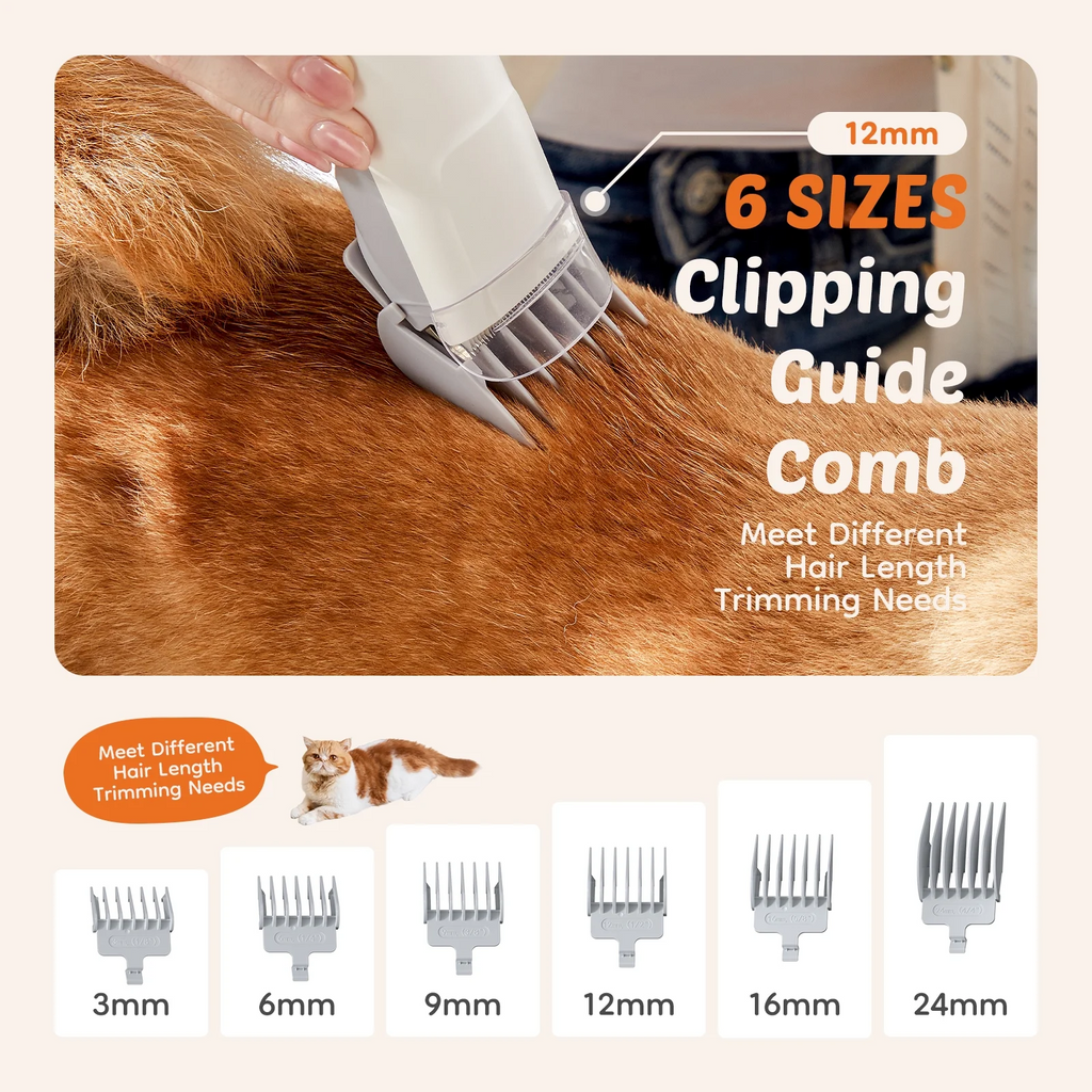 LIFERECORD Dog Grooming Kit with Vacuum, Cordless Pet Grooming Vacuum for Dogs and Cats, Low Noise Pet Hair Clipper & Shedding Brush, Dog Hair Trimmer, Pet Groomer Set with Cleaning Brushes, White