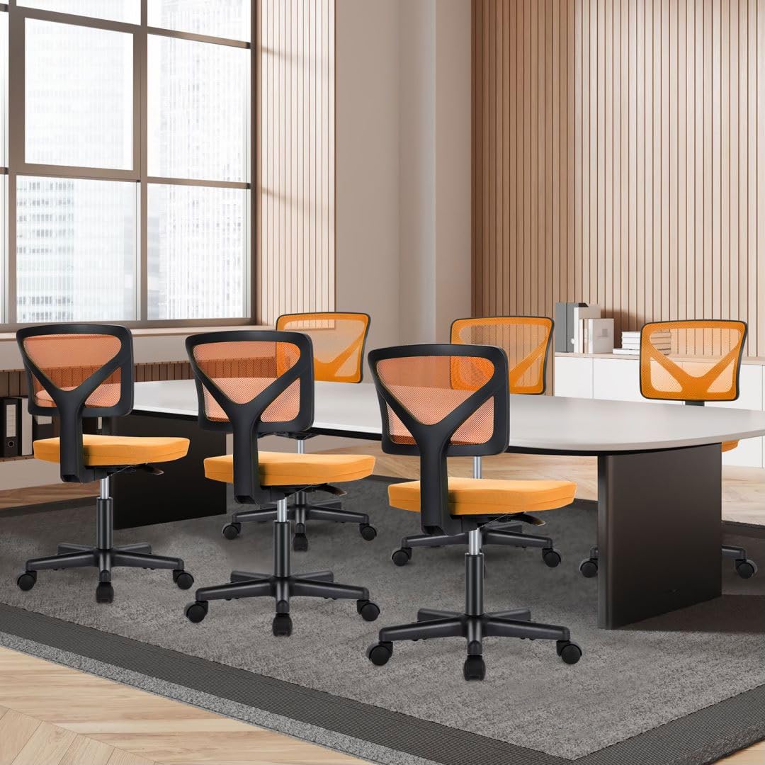 LIFERECORD Ergonomic Armless Office Chair, Swivel Rolling Mesh Desk Chair with Lumbar Support, Adjustable Height Low-Back Computer Chair for Small Spaces, Home, Bedroom, Office