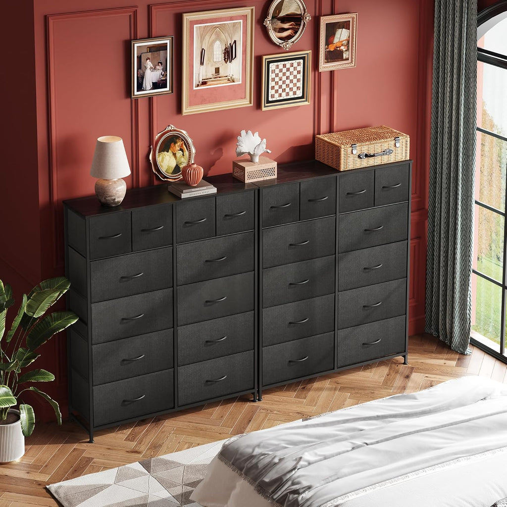 ACCVER Dresser for Bedroom 12 Storage drawer, Fabric Closet Chests Organizer Tower with Wooden Top Metal Frame for Living Room Hallway Entryway