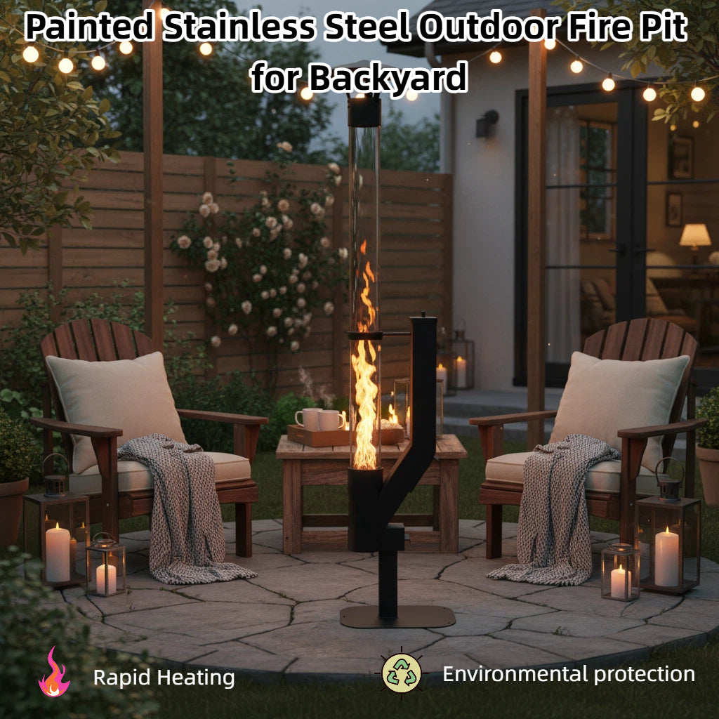 LIFERECORD Wood Pellet Patio Heater, Portable Fire Pit - Stainless Steel Outdoor Rocket Stove with Tripod Base for Backyard & Patio