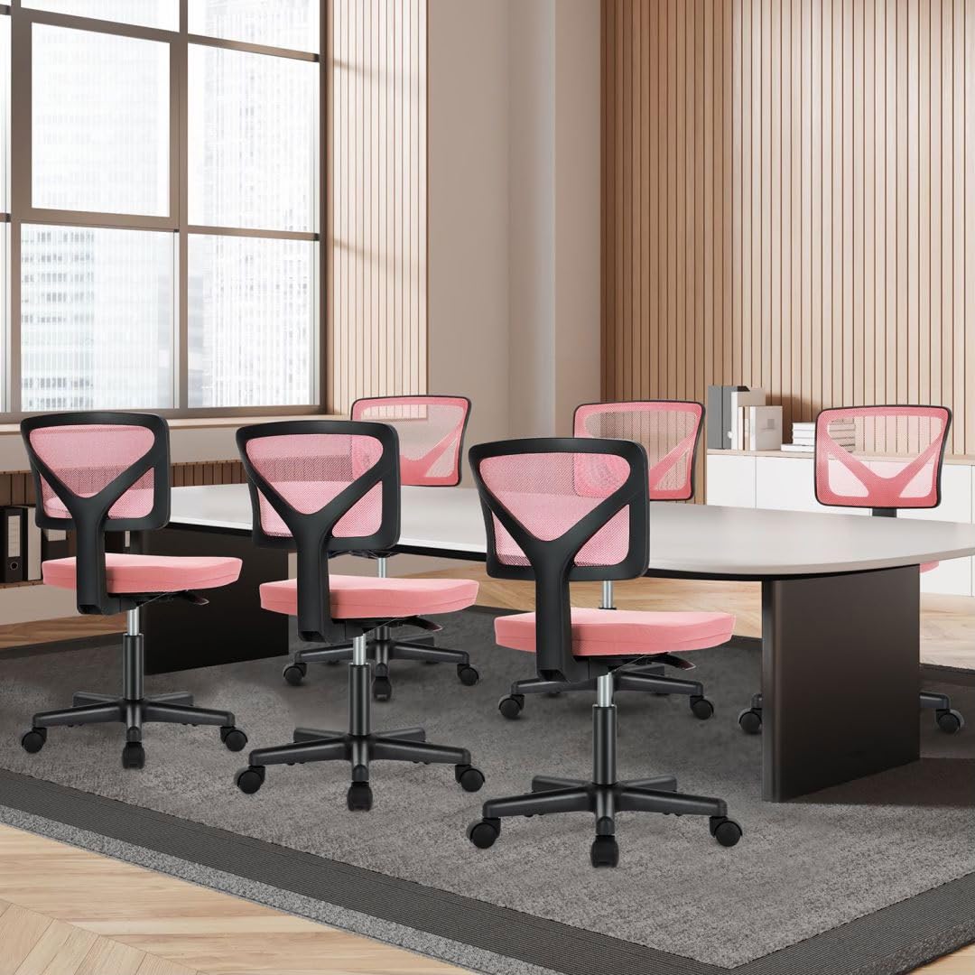 LIFERECORD Ergonomic Armless Office Chair, Swivel Rolling Mesh Desk Chair with Lumbar Support, Adjustable Height Low-Back Computer Chair for Small Spaces, Home, Bedroom, Office