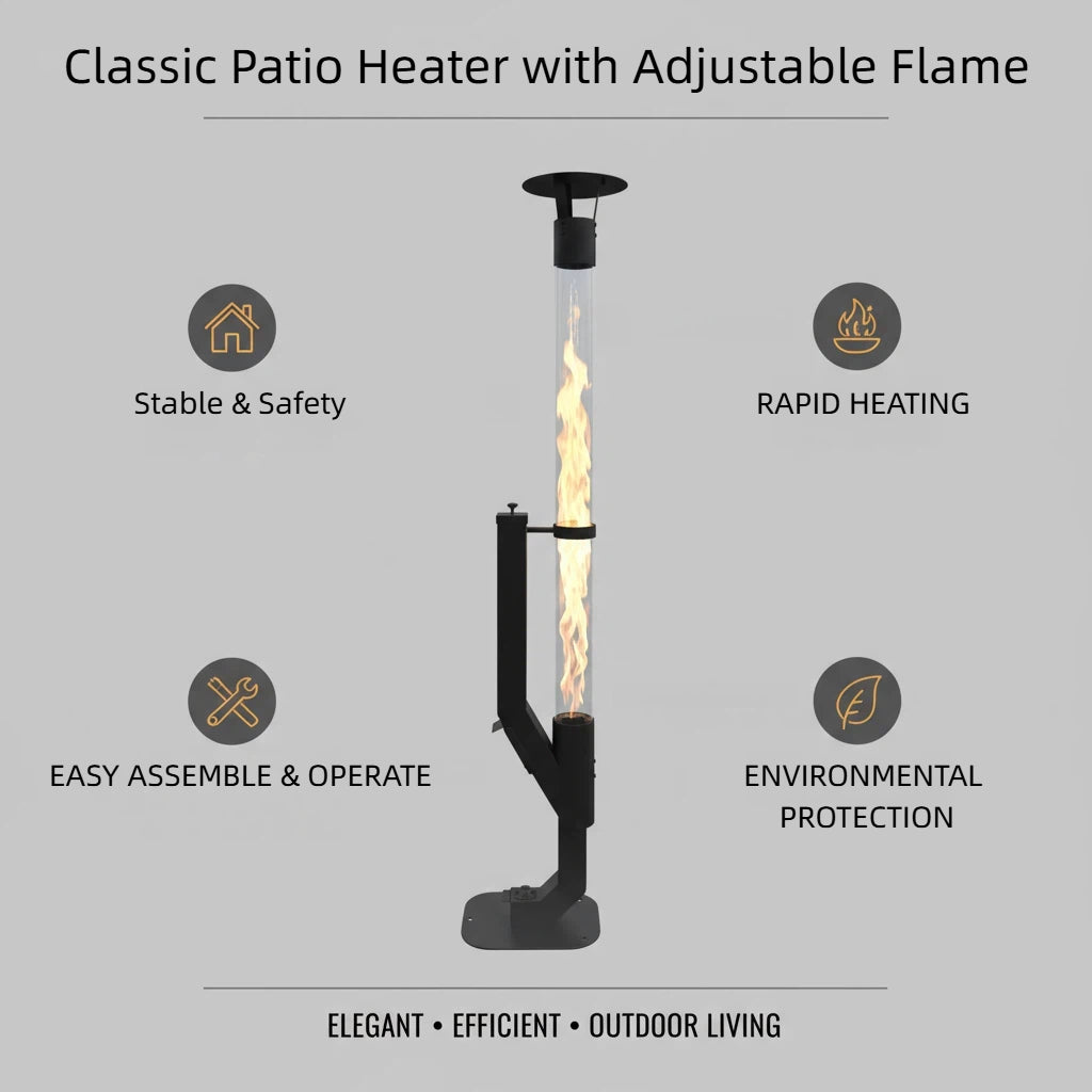 LIFERECORD Wood Pellet Patio Heater, Portable Fire Pit - Stainless Steel Outdoor Rocket Stove with Anti-Tip Steel Base with Adjustable Feet for Backyard & Patio