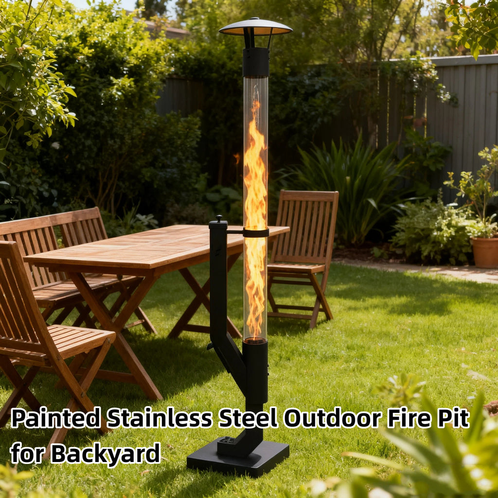 LIFERECORD Wood Pellet Patio Heater, Portable Fire Pit - Stainless Steel Outdoor Rocket Stove with Anti-Tip Steel Base with Adjustable Feet for Backyard & Patio