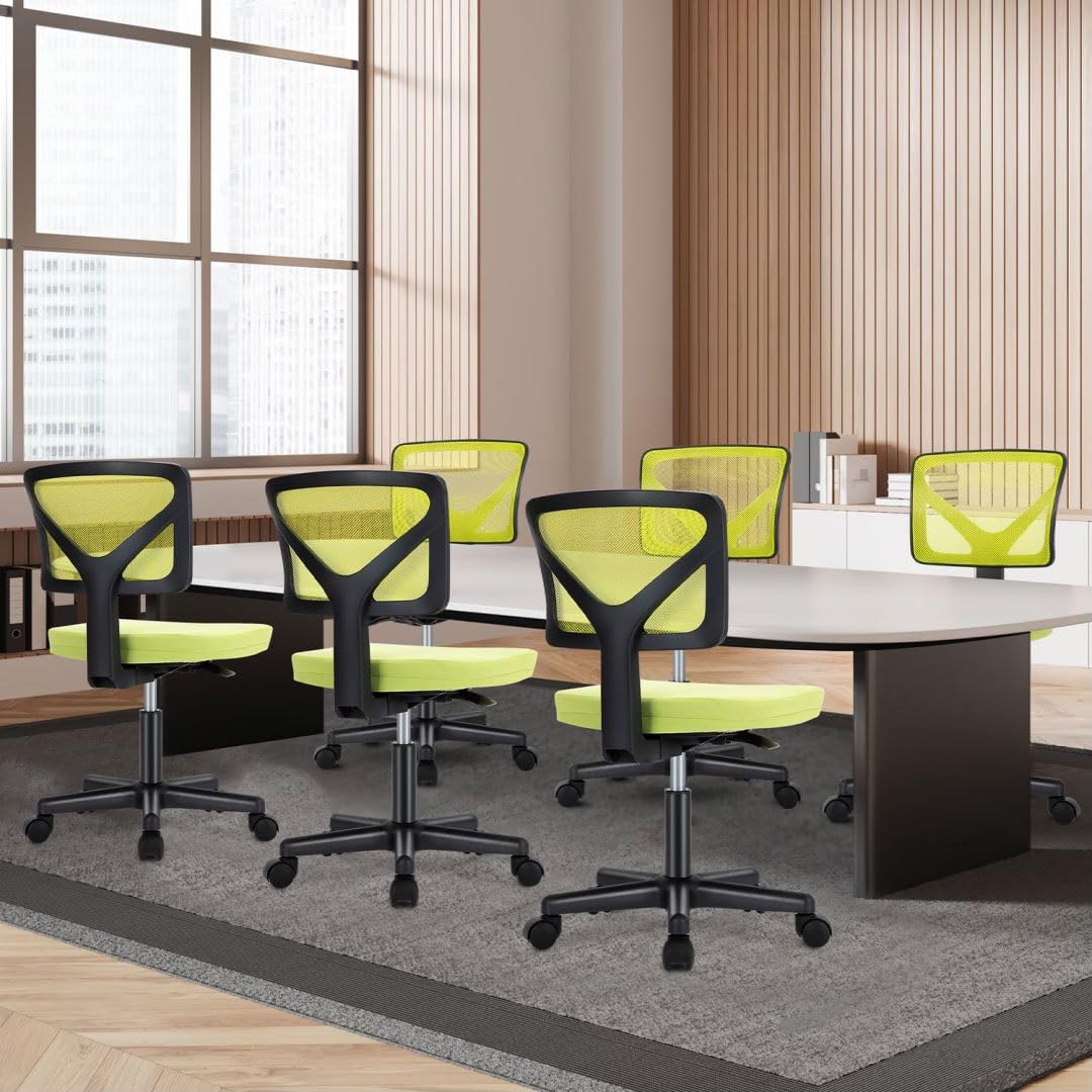 LIFERECORD Ergonomic Armless Office Chair, Swivel Rolling Mesh Desk Chair with Lumbar Support, Adjustable Height Low-Back Computer Chair for Small Spaces, Home, Bedroom, Office