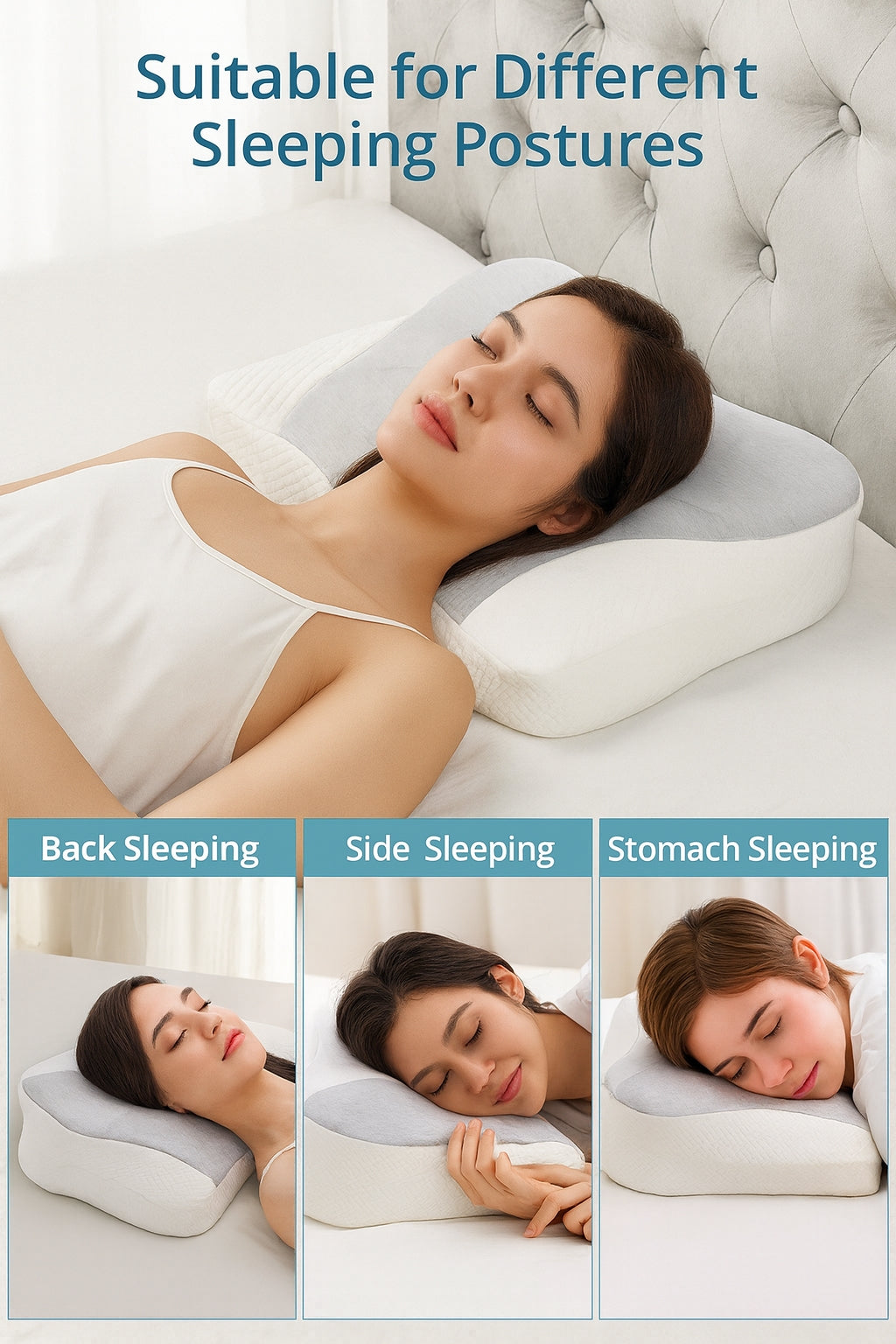 LIFERECORD Cervical Neck Pillow – Ergonomic Memory Foam Pillow for Neck and Shoulder Pain Relief, Contour Bed Pillow for Side, Back and Stomach Sleepers, King Size, Gray