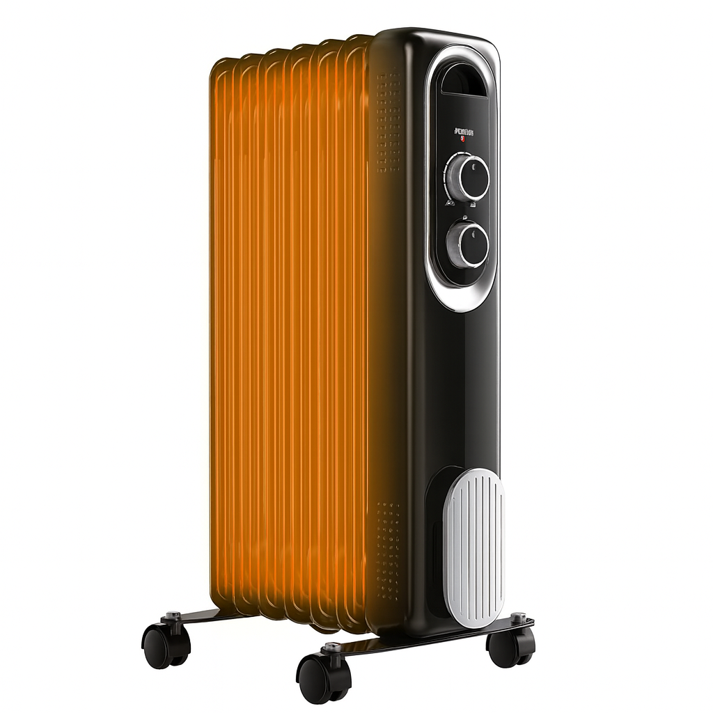 LIFERECORD Oil Filled Radiator, Electric Radiant Heaters for indoor use, Safe Lock, , Overheat & Tip-Over Protection, Adjustable Thermostat, Quiet, 1500W, 26" Black