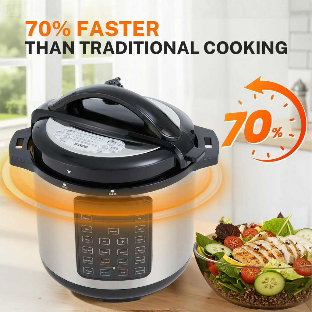 LIFERECORD Electric Pressure Cooker 8 Quart, 9-in-1 Multi Cooker with Stainless Steel Housing, Smart Slow Cooker, Rice Cooker, Steamer & Yogurt Maker for Family Meals