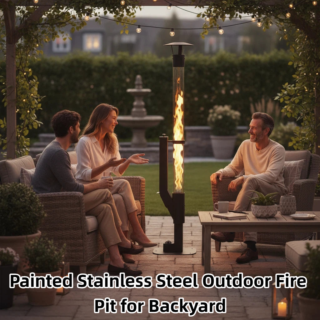 LIFERECORD Wood Pellet Patio Heater, Portable Fire Pit - Stainless Steel Outdoor Rocket Stove with Anti-Tip Steel Base with Adjustable Feet for Backyard & Patio