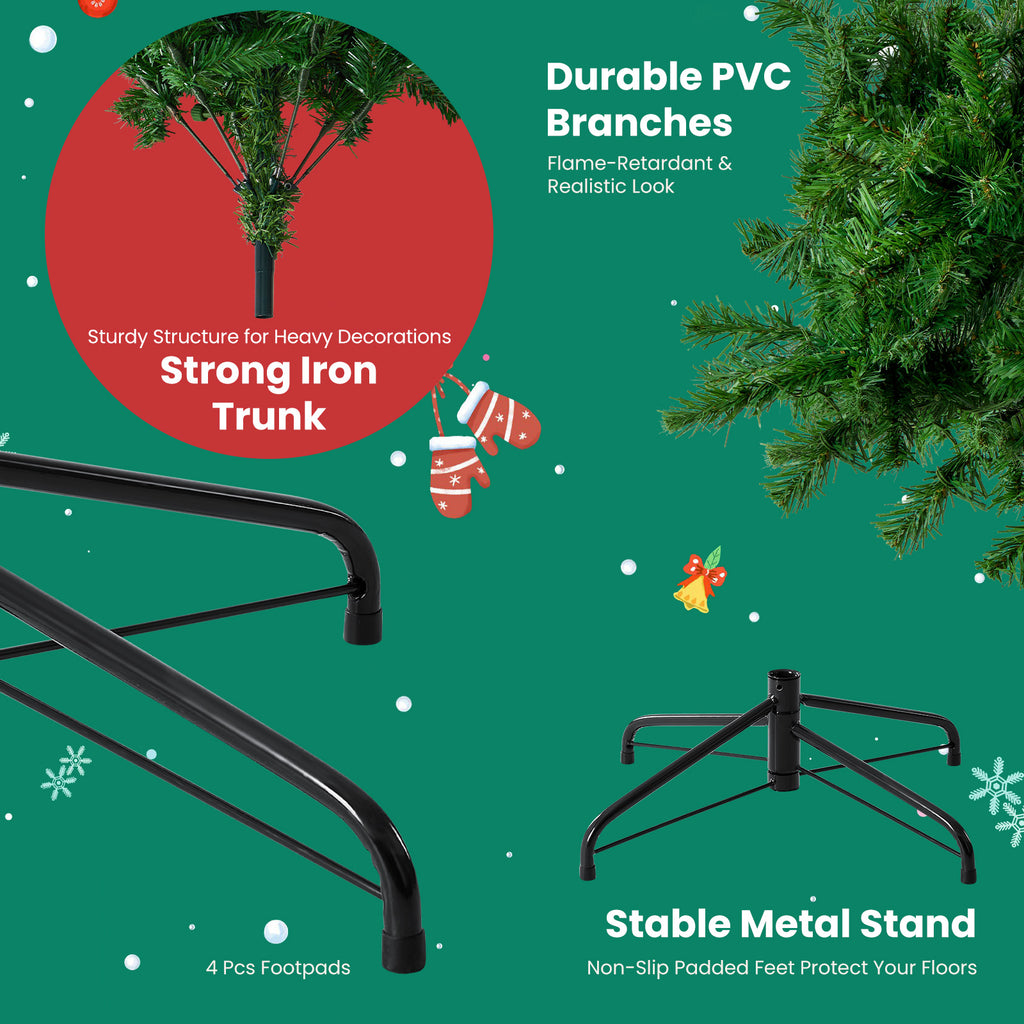 ACCVER 4.5ft Pre-lit Artificial Spruce Christmas Tree - 347 Dense PVC Branch Tips, 120 Warm Incandescent Lights with 8 Modes, Green