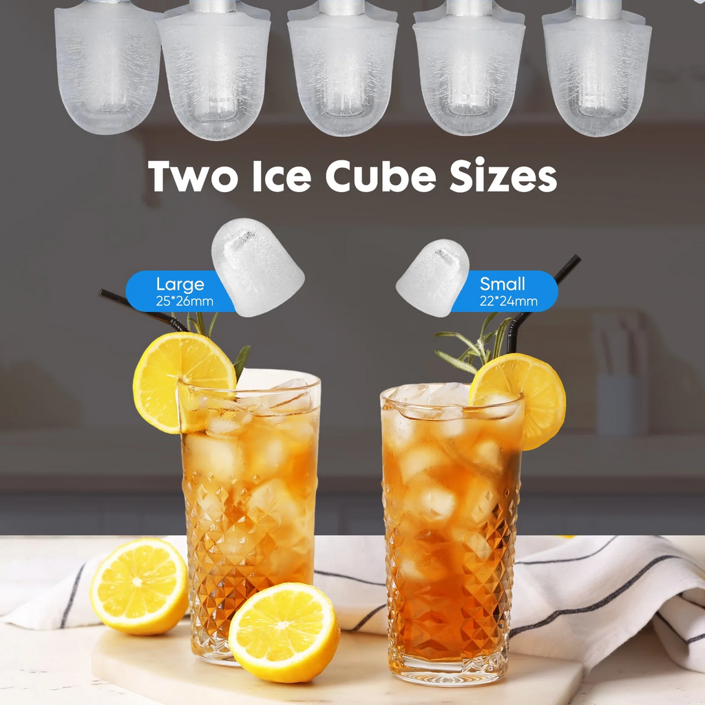LIFERECORD Portable Ice Maker Countertop with Handle, 6 Mins for 9 Bullet Ice, 26lbs/24H, Self-Cleaning Compact Ice Machine for Home, Kitchen, Camping & Parties