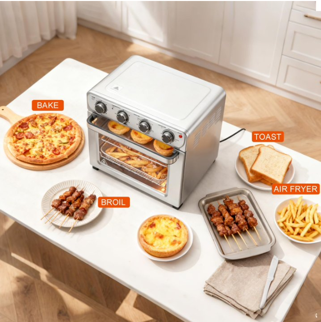 LIFERECORD 26.4QT Air Fryer Toaster Oven Combo with Convection, 4 Functions in 1 Countertop Oven, Air Fry Bake Toast Broil, 60-Min Timer, up to 450°F