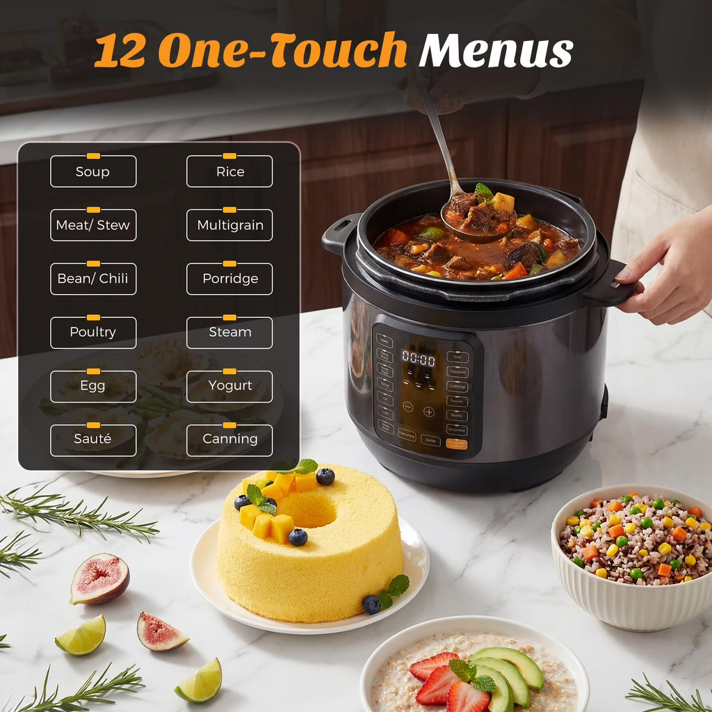 LIFERECORD 24-in-1 Electric Pressure Cooker, 8.45QT Multi-Functional Cooker with Smart Dial, Stainless Steel for Family, Canning, Soup, Stew, Bake, Safe & Easy Clean