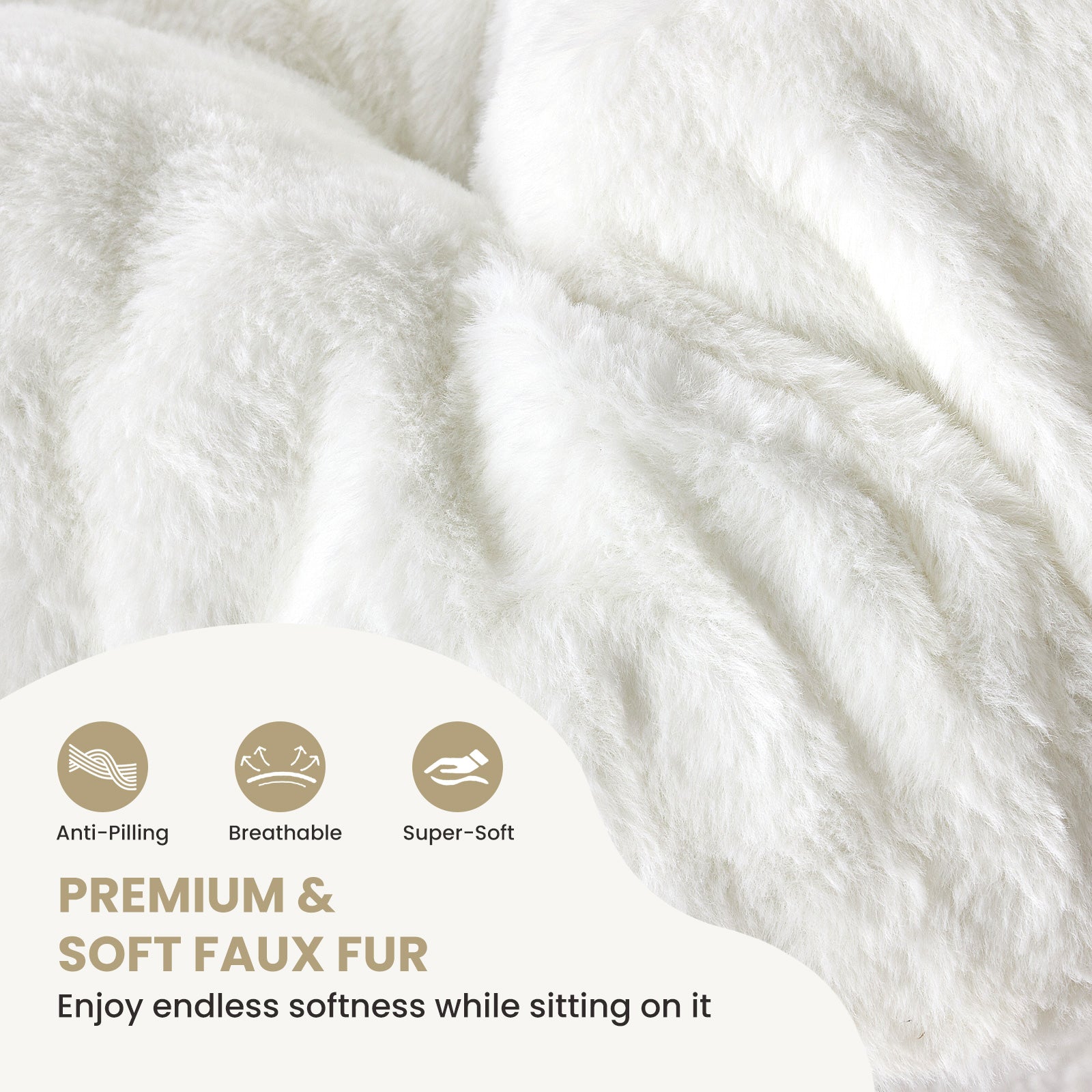 LIFERECORD Oversized Faux Fur Folding Chair - Plush Lounge Chair for Adults, Large Foldable Reading Chair for Bedroom, Dorm & Living Room, White