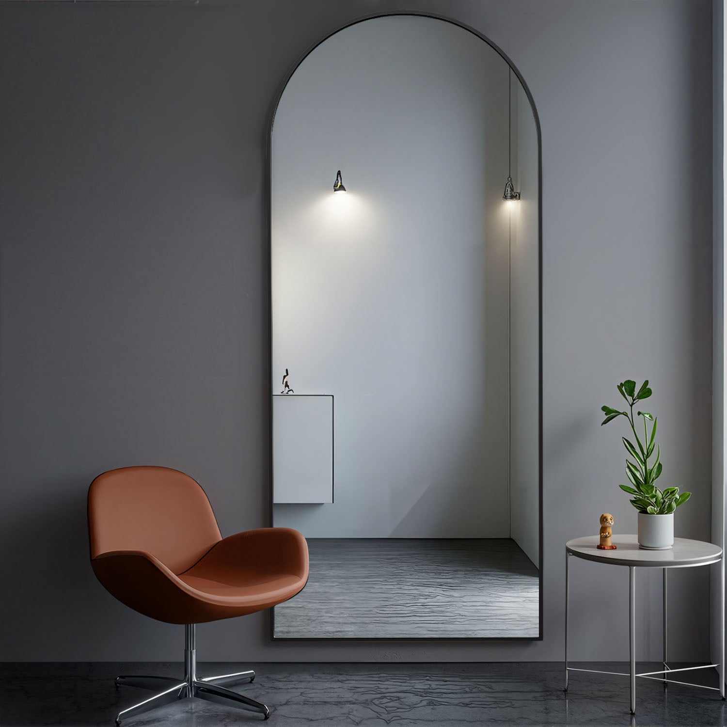 ACCVER 16"x60" Full Length Mirror - Classic Standing Mirror, Durable Aluminum Frame & Tempered Glass, Lean-to or Wall Mount for Bedroom/Dressing Room/Living Room, Arhced, Black