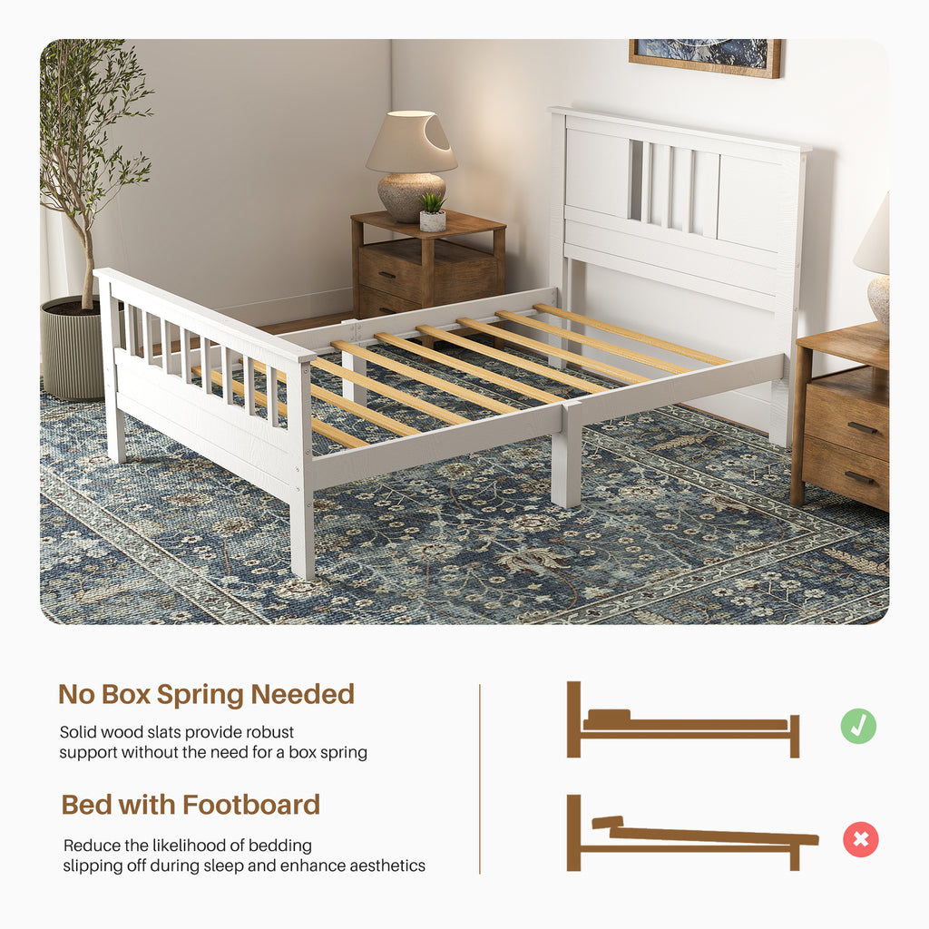 LIFERECORD Twin Size Metal Platform Bed Frame with Headboard & Footboard - 350LB Support, No Box Spring Needed, White